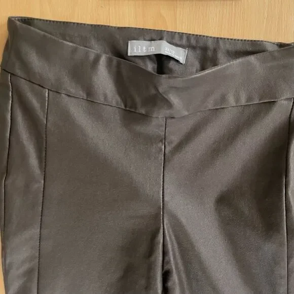 Women’s Brown Gray Shiny Leather Leggings skinny straight leg disco pants - Picture 2 of 7